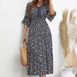 Stylish Elegant Socialite Floral Mid-Length Dress