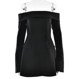 Strapless Backless Long-Sleeved A-Line Dress