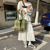 Cwab3897_Large Capacity Vintage Plaid Tote Shoulder Bag