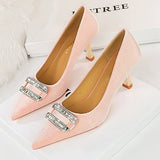 SHALLOW POINTED TOE DIAMOND BUCKLE HIGH HEELS_CWSHH0090