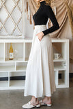 Solid Color High Waist Drop Long Slit Skirt