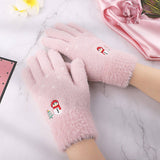 Winter Christmas Faux Mink Knitted Gloves_Cwag0233