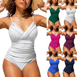 SOLID COLOR JUMPSUIT SEXY BIKINI SWIMSUIT_CWMW0154
