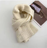 Avocado Green Wool Cable Knit Winter Scarf_Cwasc03813