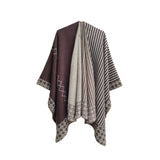 SIMPLE SPLIT SHAWL WITH DIAMOND GEOMETRIC PATTERN_CWASC0289