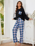 Two-Piece Plaid Printed Trousers Loungewear