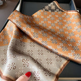 Summer Silk Scarf Colorblock Plaid Print Square_Cwasc0601