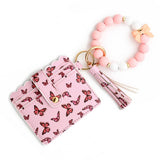 BUTTERFLY PRINT CARD HOLDER WITH BEADED KEYCHAIN_CWAB4960