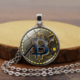 GOLD COIN BITCOIN TIME GEMSTONE PENDANT NECKLACE_CWAJE0704