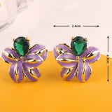 FLOWER DESIGN STUD EARRINGS_CWAJE0485