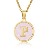 ROUND 18K GOLD STAINLESS STEEL 26LETTERS NECKLACE_CWAJE0683