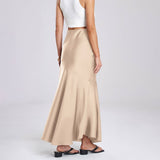 SATIN SKIRT HIGH WAIST STITCHING LONG SKIRT_CWBSS0380