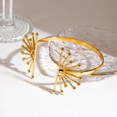 BOLD 18K GOLD FLOWER CUFF BRACELET NO FADE_CWAJE4756