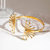 BOLD 18K GOLD FLOWER CUFF BRACELET NO FADE_CWAJE4756