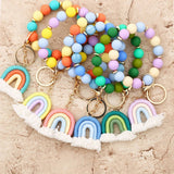 RAINBOW TASSEL KEYCHAIN WITH COLORFUL BEAD BRACELET_CWAB5071