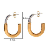 18K GOLD TWO TONE STAINLESS STEEL EARRINGS_CWMM8897