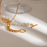 18K GOLD FRESHWATER PEARL CUBAN OT CLASP ANKLET_CWAJE4853