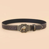 Western Denim Belt With Engraved Embossing_Cwabe0413
