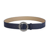 ROUND BUTTON CRYSTAL INLAID SOLID COLOR BELT _CWASC0575