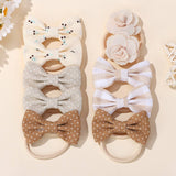 DOUBLE BOW HAIR CLIPS SET WITH PEARLS FOR GIRLS_CWAHA6736