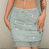 PRINTED MESH SKIRT DOUBLE LAYER SLIM HIP SKIRT_CWAB4794 1