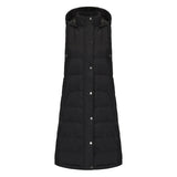 Solid-Color Hooded Sleeveless Cotton-Padded Vest