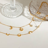 18K GOLD MOON STAR TASSEL BRACELET WITH CRYSTALS_CWAJE4662