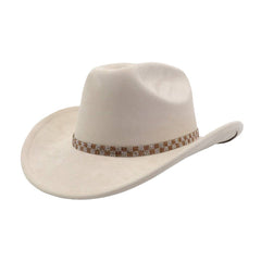 Unisex Suede Western Cowboy Jazz Fedora Hat_Cwah04417