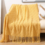 KNITTED TASSEL THIN BLANKET SOFA BLANKET_CWMM0183