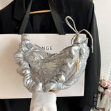 SILVER PUFFY CLOUD DUMPLING SHOULDER BAG_CUAB00511