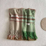 BLUE PLAID FAUX CASHMERE SCARF WINTER WARM_CWASC2337