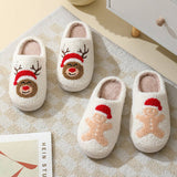 DEER PATTERNED CHRISTMA SANTA CLAUS INDOOR SLIPPER_CWSHS0257