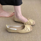 Vintage Bow Slip-On Round Toe Flat Shoes