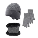 Winter Outdoor Fleece Knitted Hat Three Piece Set_Cwmm2808