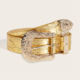 HORSESHOE BUCKLE GOLD LEATHER BELT_CWABE0448