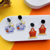 FUNNY HORROR SKULL GHOST EARRINGS_CWAJE2424