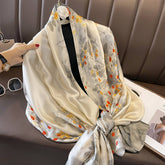 SILKY PRINT SCARF WRAP CHIC BEACH SUN COVER_CWASC0523