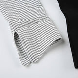 Waist Slim-Fit Lapel Color Striped Shirt