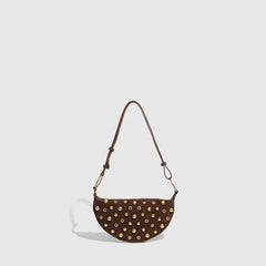 Studded Polka Dot Punk Shoulder Bag For Women_Cuab00617