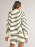 Two-Piece Color-Matching Striped Top And Shorts