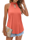 Waistcoat Halter Top Keyhole Sleeveless Shirt