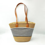 HOLLOW STRIPED ONE SHOULDER BEACH STRAW BAG_CWAB1867