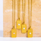 STAINLESS STEEL 3D RELIEF OPAL PENDANT NECKLACE_CWMM3908