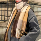 FAUX CASHMERE PLAID SCARF WITH TASSELS FOR MEN_CWASC1100