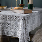 White Crochet Hollow Pastoral Fresh Tablecloth_Cwmm0956