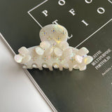 Vintage Rhinestone Acetate Floral Claw Hair Clip_Cwaha1346