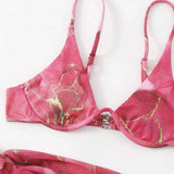 MARBLE PRINT BIKINI SET SEXY 3 PIECE SWIMSUIT_CWMW0158