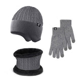 Winter Outdoor Fleece Knitted Hat Three Piece Set_Cwmm2808