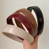 Vintage Leather Wide Headband Women Retro Style_Cwaha07781
