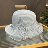 FASHIONABLE CURLED MESH FLOWER BUCKET HAT_CWAH1211